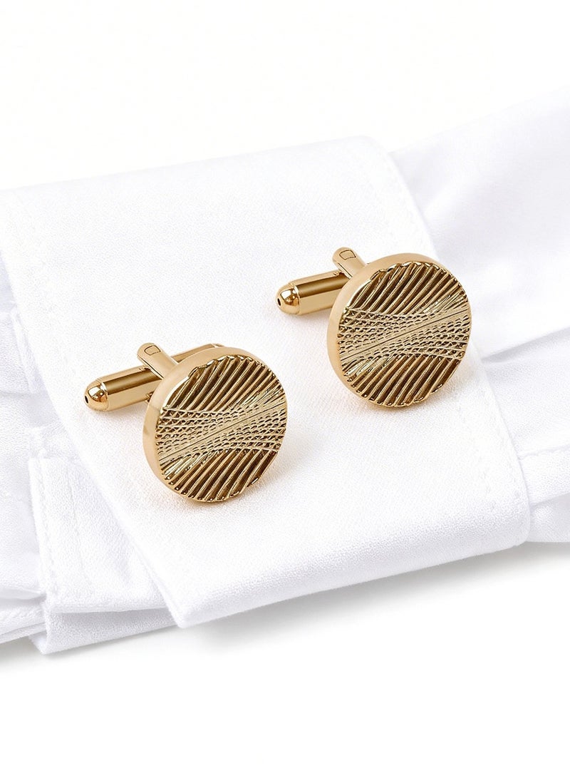 DB Innov. Cufflinks, Diagonal striped pattern cufflinks, 2 PCS in One Set Alloy Jewelry Specially Design for Men's Shirt Wedding Business Gift with Delicate Package Box, 2 Colors for Selection. - Image 1